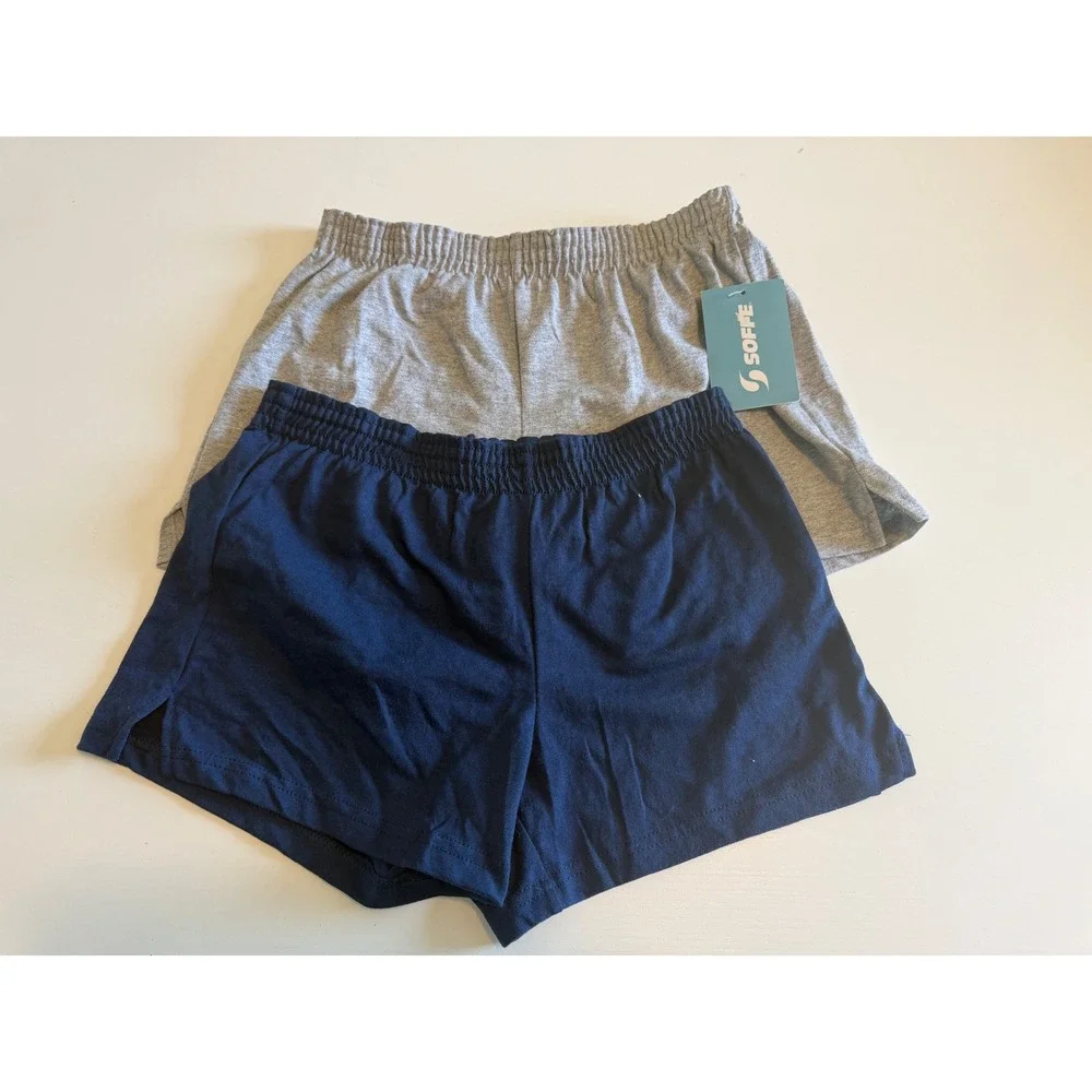 Soffe Low Rise Cheer Shorts 2 Pack Navy Blue Heather Gray Girls XL 16 NWT